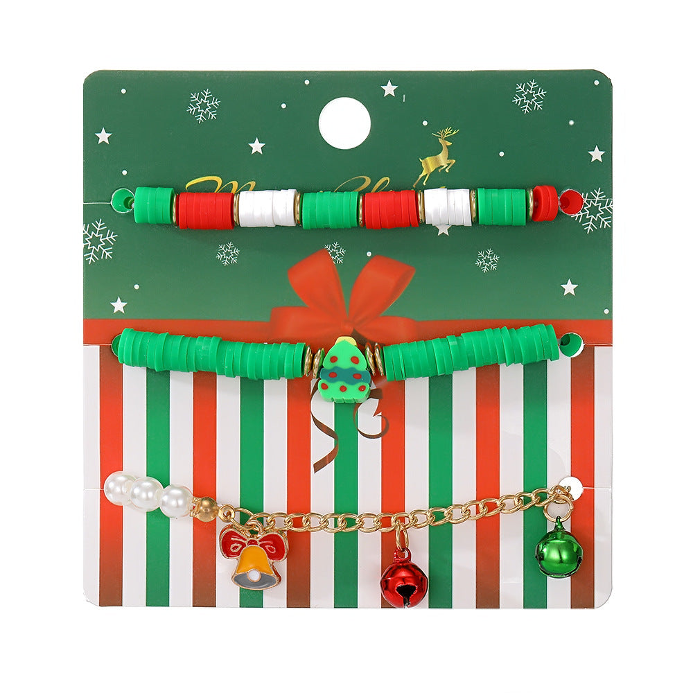 Wholesale Cartoon Oil Dripping Adjustable Christmas Elk Bell Bracelet